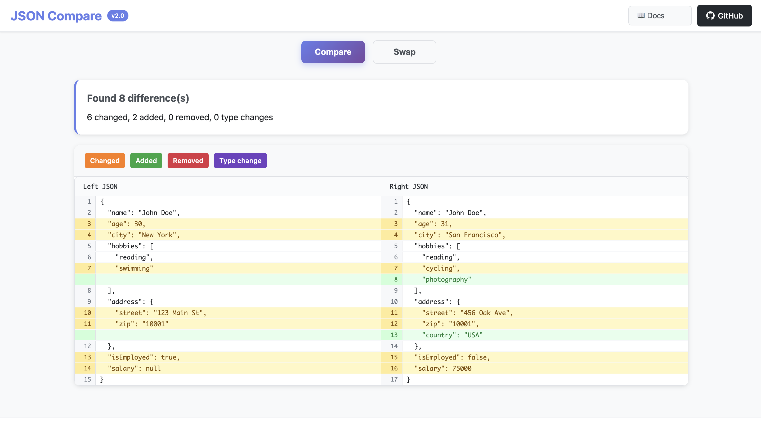 JSON Compare Tool